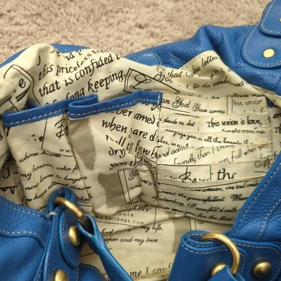 Nice Barr+Barr Women's Bag Blue Leather Purse Inside Card Pocket Hobo-lp - Picture 4 of 16